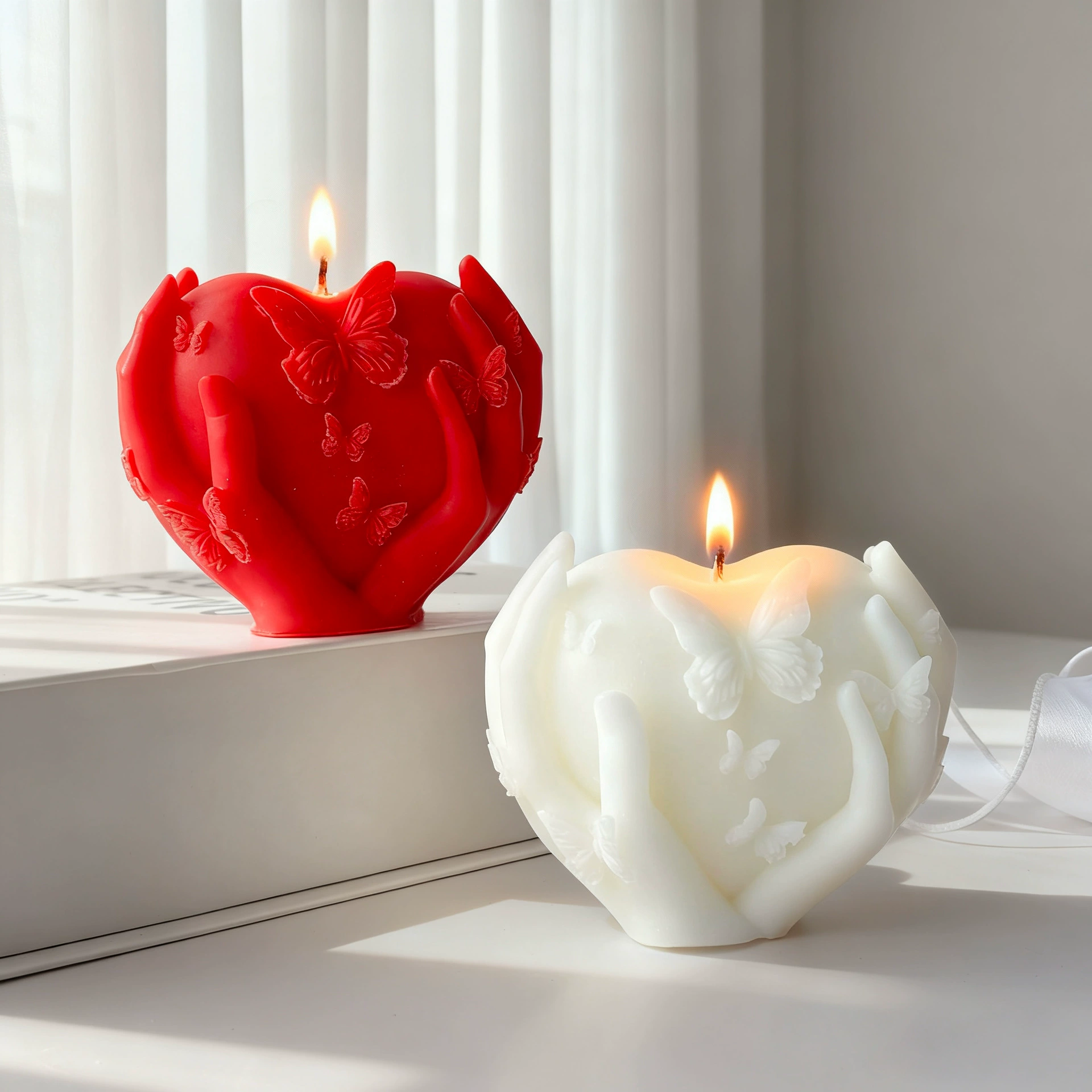Home Fragrance Vanilla Scented Candle - قطعة واحدة تحمل قلبًا في هدية