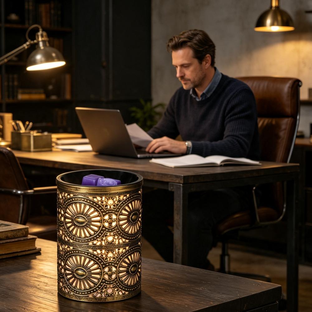 شمعدان حديدي ذهبي هندسي الشكل  - مراجعة Home Fragrance Usa وسعره