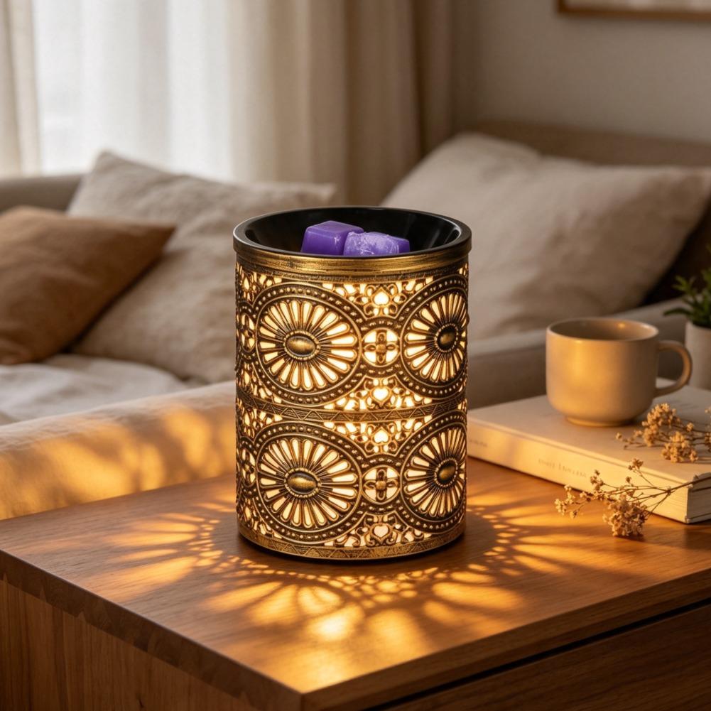 شمعدان حديدي ذهبي هندسي الشكل  - مراجعة Home Fragrance Usa وسعره